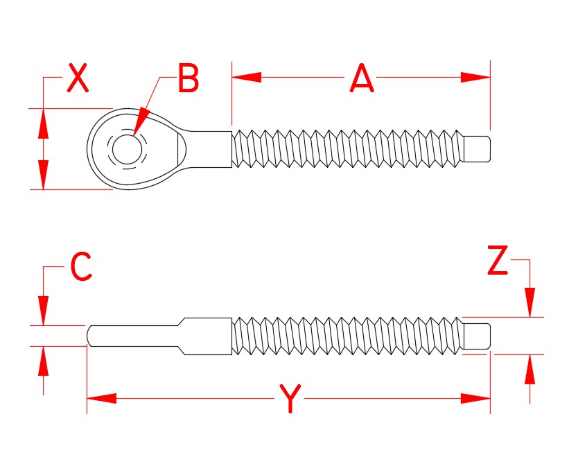 Stainless Steel Eye End, S0318-0, Line Drawing
